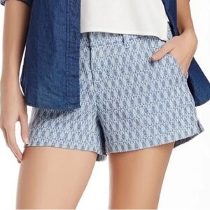 Joie Johnetta Blue Cotton Linen Shorts women’s Size 6 embroidery